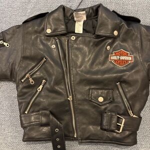🏍️ Harley-Davidson Kids Faux Leather Moto Jacket – Size 6 (Like New)